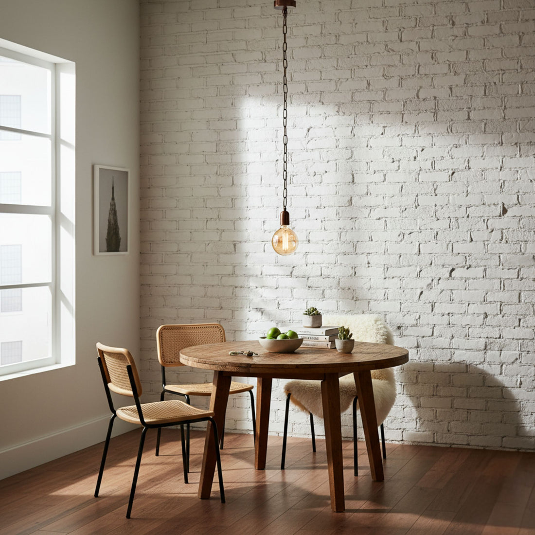 פליז בגוון ענבר, שרשרת באורך 100 ס"מ ונורת פחם בקוטר 12.5 ס"מ