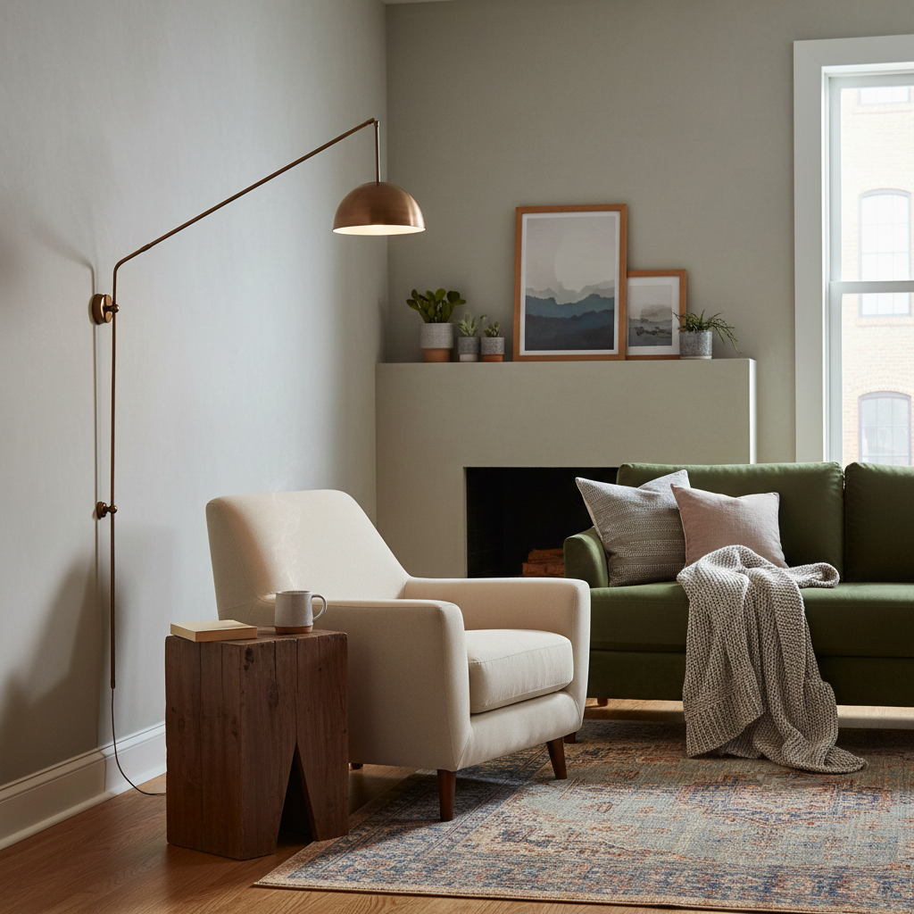 מנורת קיר זרוע ארוכה עם כיפת פליז בקוטר 25 ס"מ