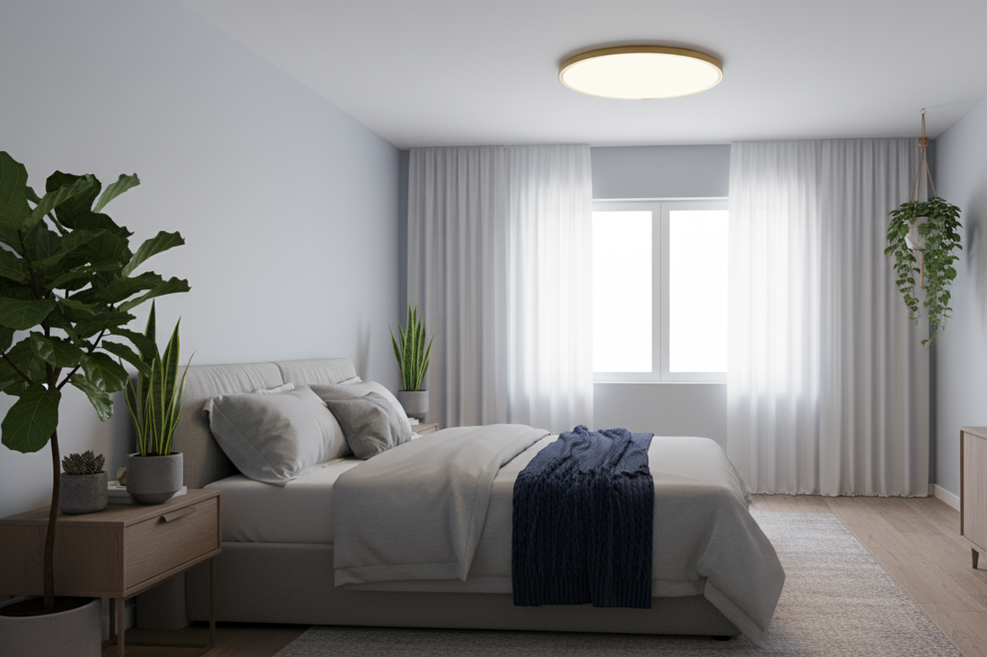 מנורת תקרה עגולה עם מסגרת פליז