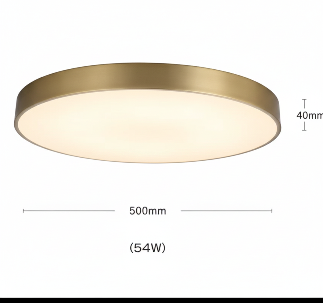 מנורת תקרה עגולה עם מסגרת פליז בעובי 4 ס''מ